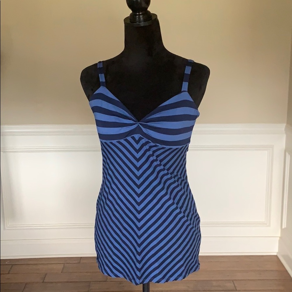 Ella Moss Spaghetti Strap Sweetheart Stripe Top L